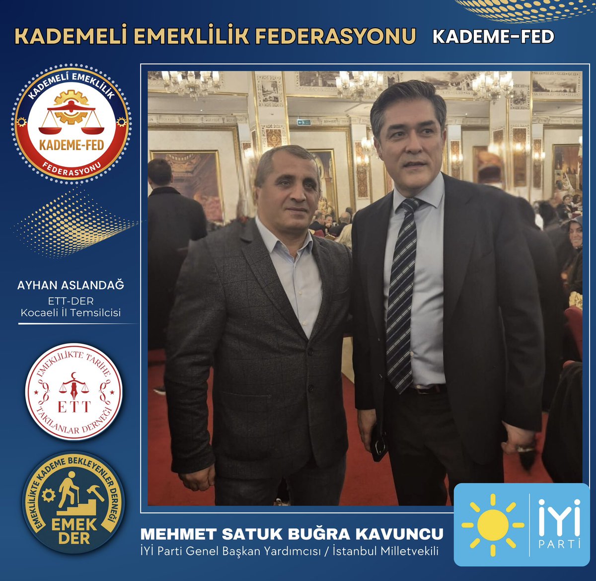 Değerli İyi Parti Mebusları: <a href="/iyiparti/">İYİ Parti</a> 
9000 prim gününü devleti için biriktirenlerin “ara nesil” olarak feda edilmesi, sigortacılık mantığına terstir. 
Primi yüksek olanın hakkı kademeli emeklilik ile korunmalıdır. <a href="/KademeFed/">Kademeli Emeklilik Federasyonu</a> #KademedeBirlik