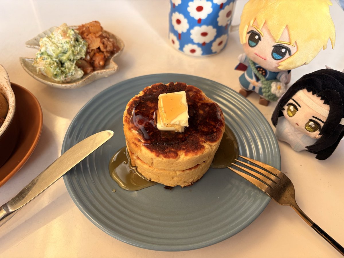 今日の🥞あまり膨らまなかった…😇