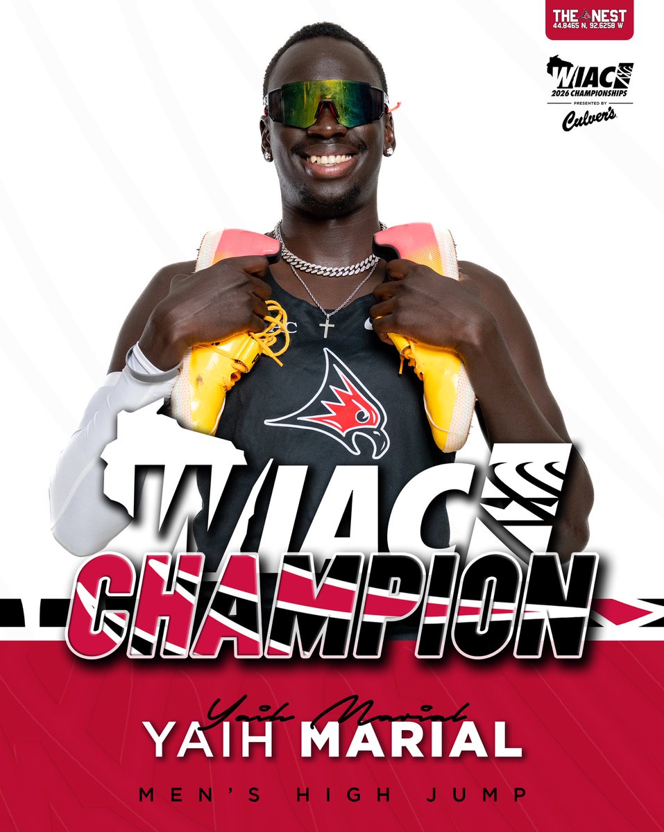 UWRFFalcons's tweet photo. 👑WIAC CHAMP👑 

Yaih Marial clears 2.06m to claim the High Jump title! https://t.co/sUfOogOb3L