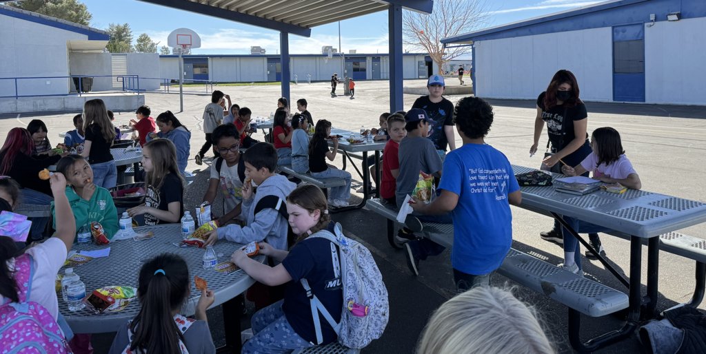 principalkirk1's tweet photo. At Mesa Grande, another of our values is committing to an academic focus.  All of these students scored at or above grade level on the most recent iReady assessments.  They were treated to chips and cheese.  Boy, was this a hit! https://t.co/mpsX7o2DdA