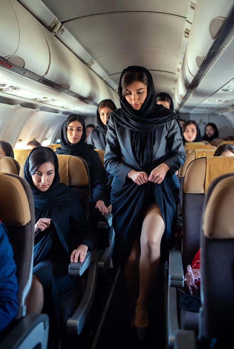Stewardess2026's tweet photo. From Tel Aviv to Tehran: Meet the elegant Iranian stewardesses on this historic flight!

Beauty, professionalism &amp; grace at 35,000 feet. Would you book this route? #IranAir #Stewardesses #TelAvivToTehran #Aviation https://t.co/xtRZXEpX2n