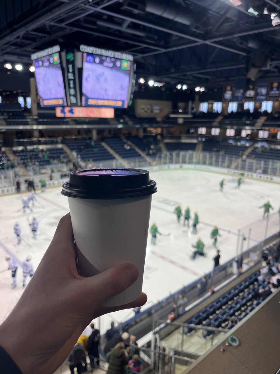 RMBCSN's tweet photo. Customary warmups hot chocolate one final time here at Compton Family Ice Arena for me… oh, and the line charts too. 

Maddox Fleming draws in for Michael Schermerhorn for the Irish. Kevin Reidler will go in goal for PSU.

Join us for senior night on https://t.co/XKdtorTQtN! https://t.co/ALORhuwNXQ