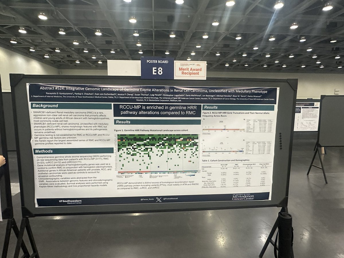 panos_konto's tweet photo. Wrapped up my first ASCO GU and was grateful to present our work on unique germline HRR mutations in RCCU-MP, which was honored with a Merit Award. Grateful to @PavlosMsaouel for the opportunity #EndRMC #GU26 @ConquerCancerFd @ASCO https://t.co/vouErsM9oC