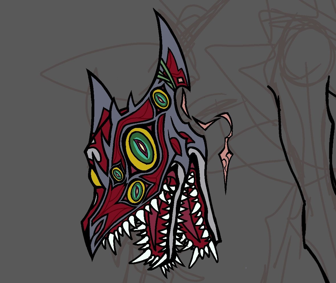 Redesigned #Naafiri as a warm up cuz I felt like she lacks that body horror/monstrous spice in her design by trying to visually reinforce the concept of 'amalgamation of dogs', and also making the Darkin Dagger a lot more prominent in her face :P
#LeagueOfLegends #ArtofLegends