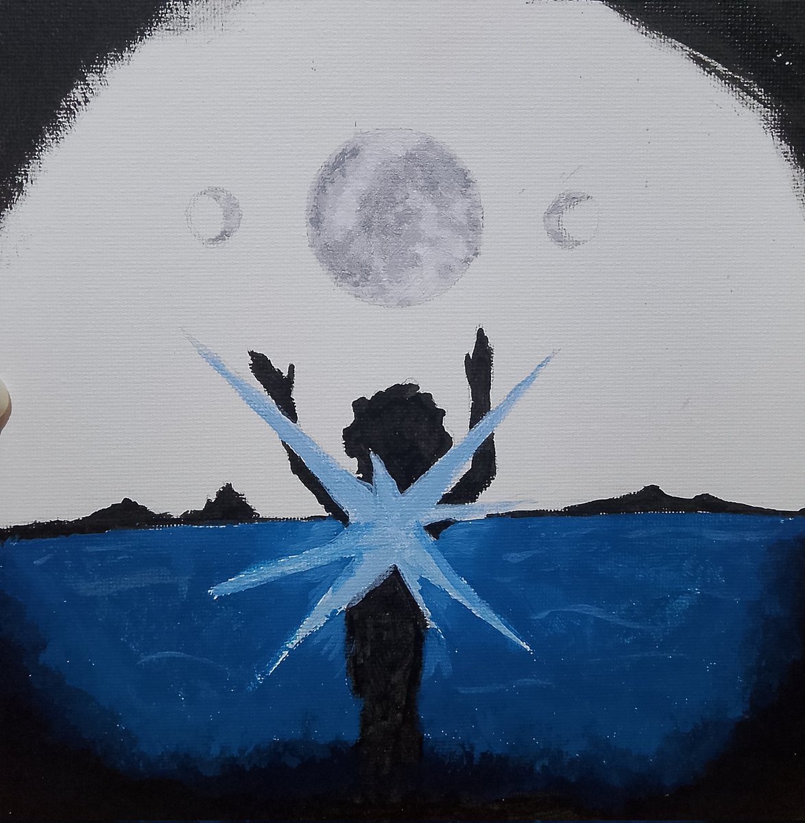 Eu faço dez mil coisas em ordens aleatórias, fiz mais um pouco hoje, terapia gostosa com música fica muito bom

Não zoem ainda, tá em processo esses raio e o lago(a lua é meu orgulho
#loatwt