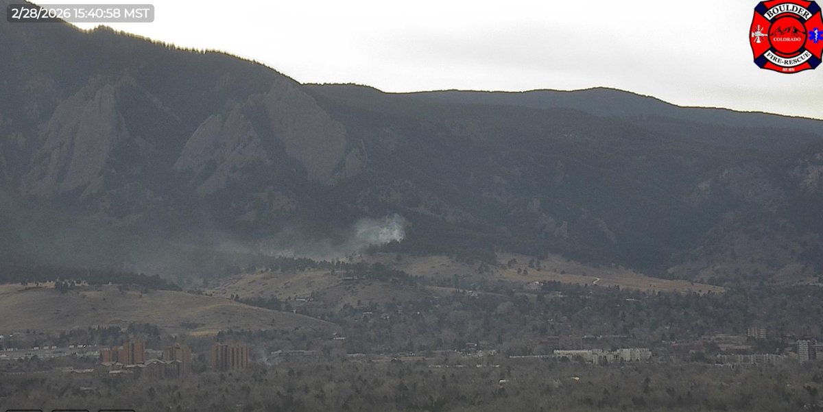 BoulderCAST's tweet photo. Improving news...the #BluebellFire in Chautauqua SW of Boulder is 50% contained and 1.5 acres. It's looking a lot better as of 3:45PM #COWx #COfire #Boulder https://t.co/pIVkN7oLr1