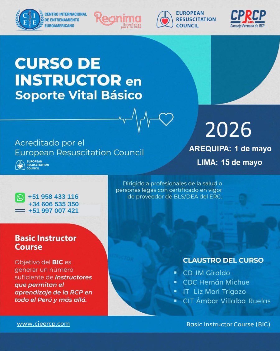Inscríbete en el BIC del ERC. Lima  y Arequipa. Perú 🇵🇪