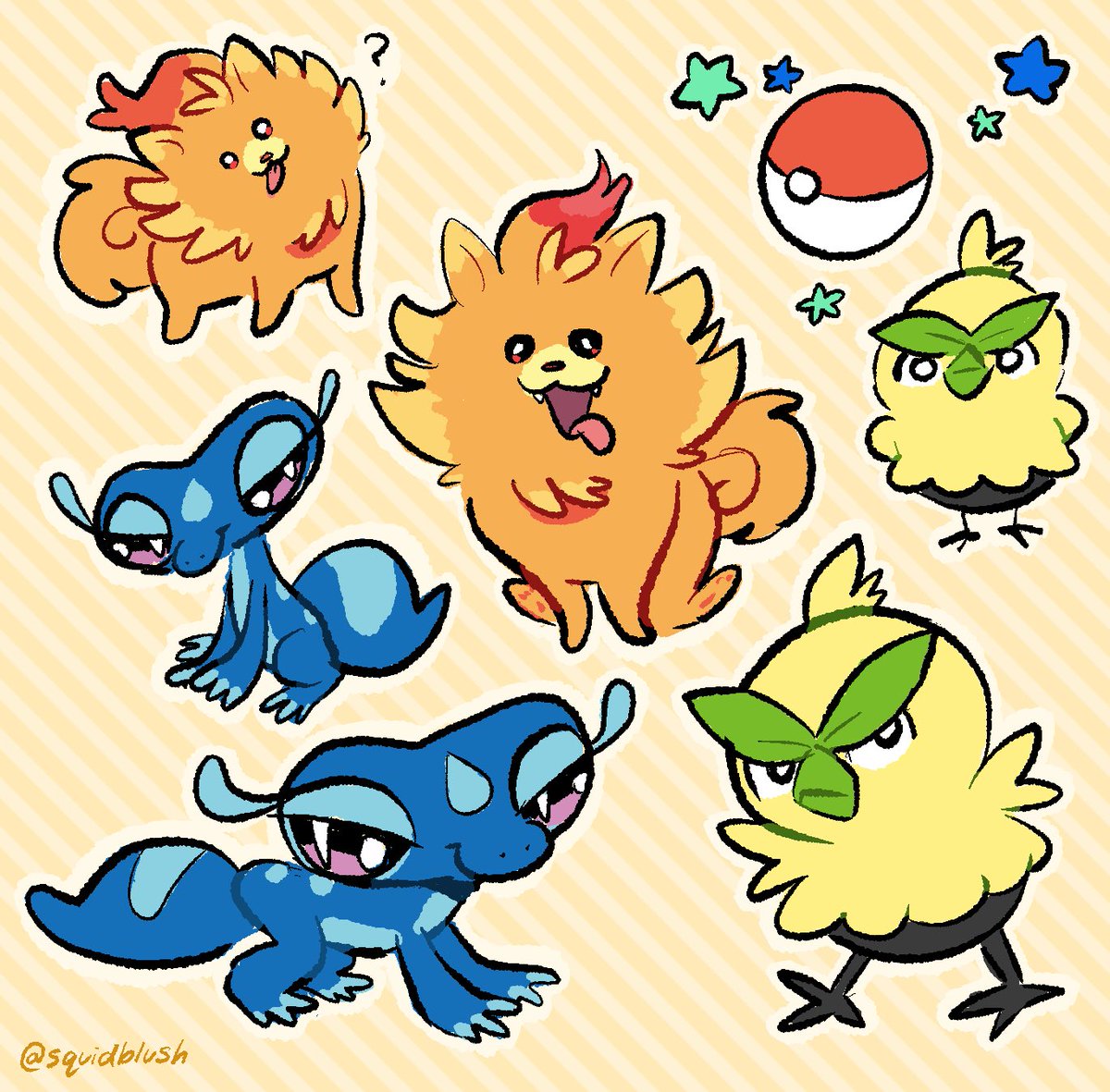 squidblush's tweet photo. silly new starters!! #pokemon #PokemonWindsWaves #PokemonDay https://t.co/9DczayN448