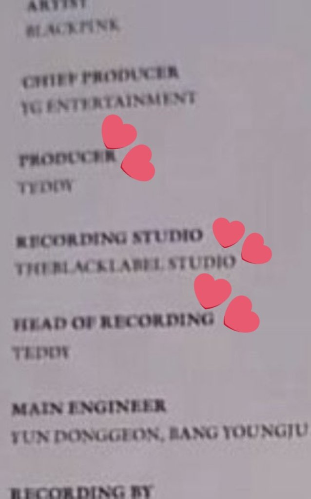 SooyaBlinkVIP's tweet photo. "Teddy oppa come back" and he is the producer of the album, they recorded in The Black Label studio not YG studio, and he is credited in 3/5 songs 🤣 https://t.co/CN1p6QjOGJ