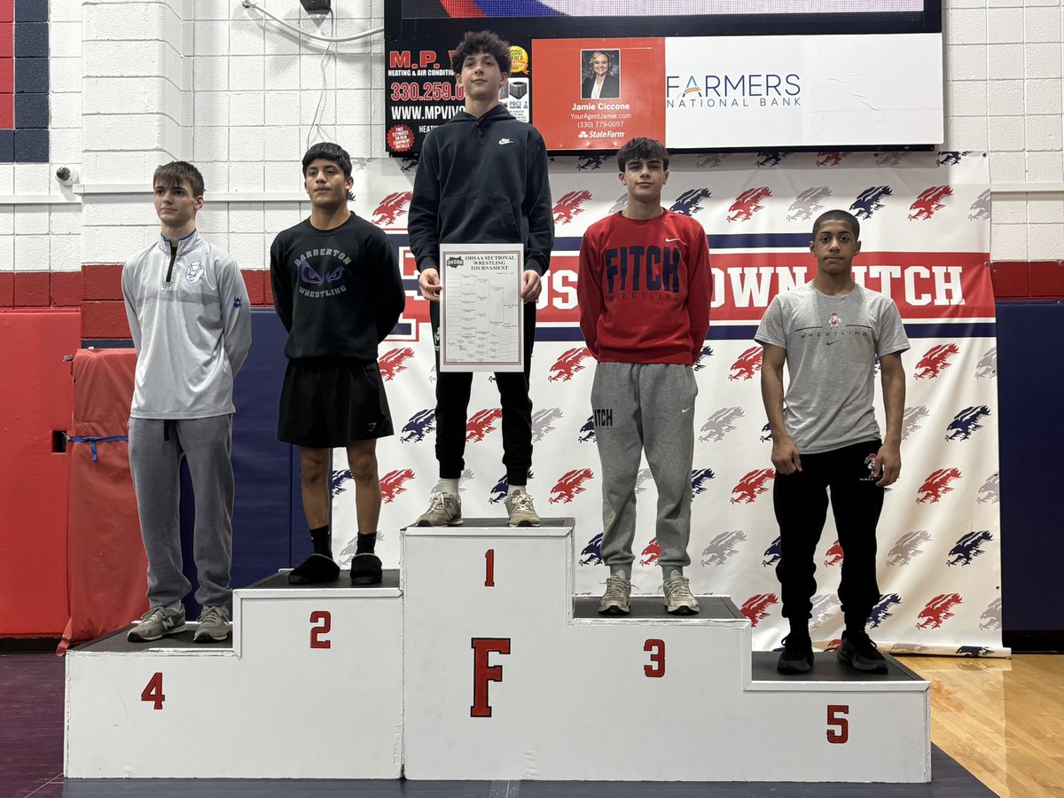 Austintown Fitch Sectional 5th placer 
Aaden Feliciano 113 lbs