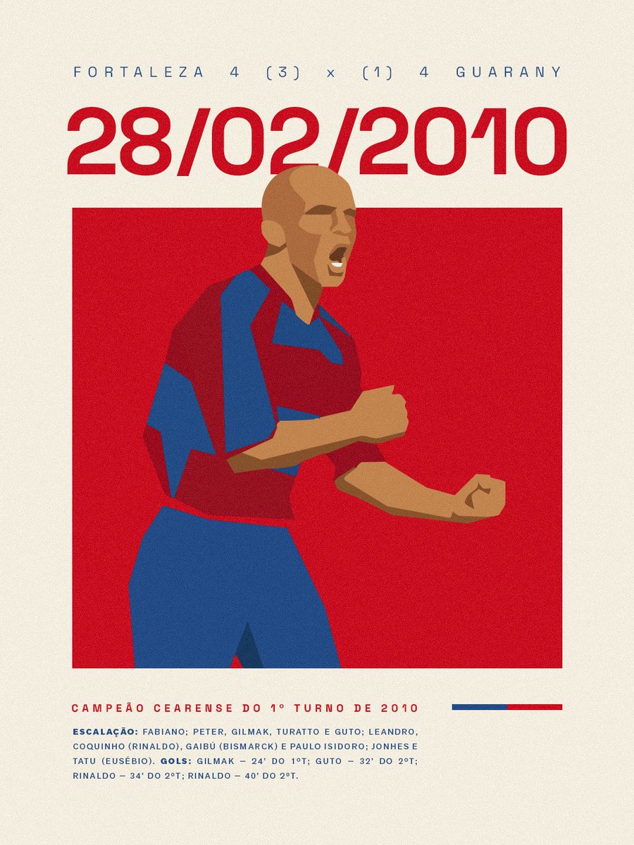 Uma data que está na memória de todo Tricolor! 🦁

Há 16 anos, o Fortaleza empatava em 4 a 4 contra o Guarany de Sobral, na final do 1º turno do Campeonato Cearense, após estar perdendo por 4 a 1.

Decisivo, Rinaldo saiu do banco para mudar a história do jogo. O Homem-Raio marcou