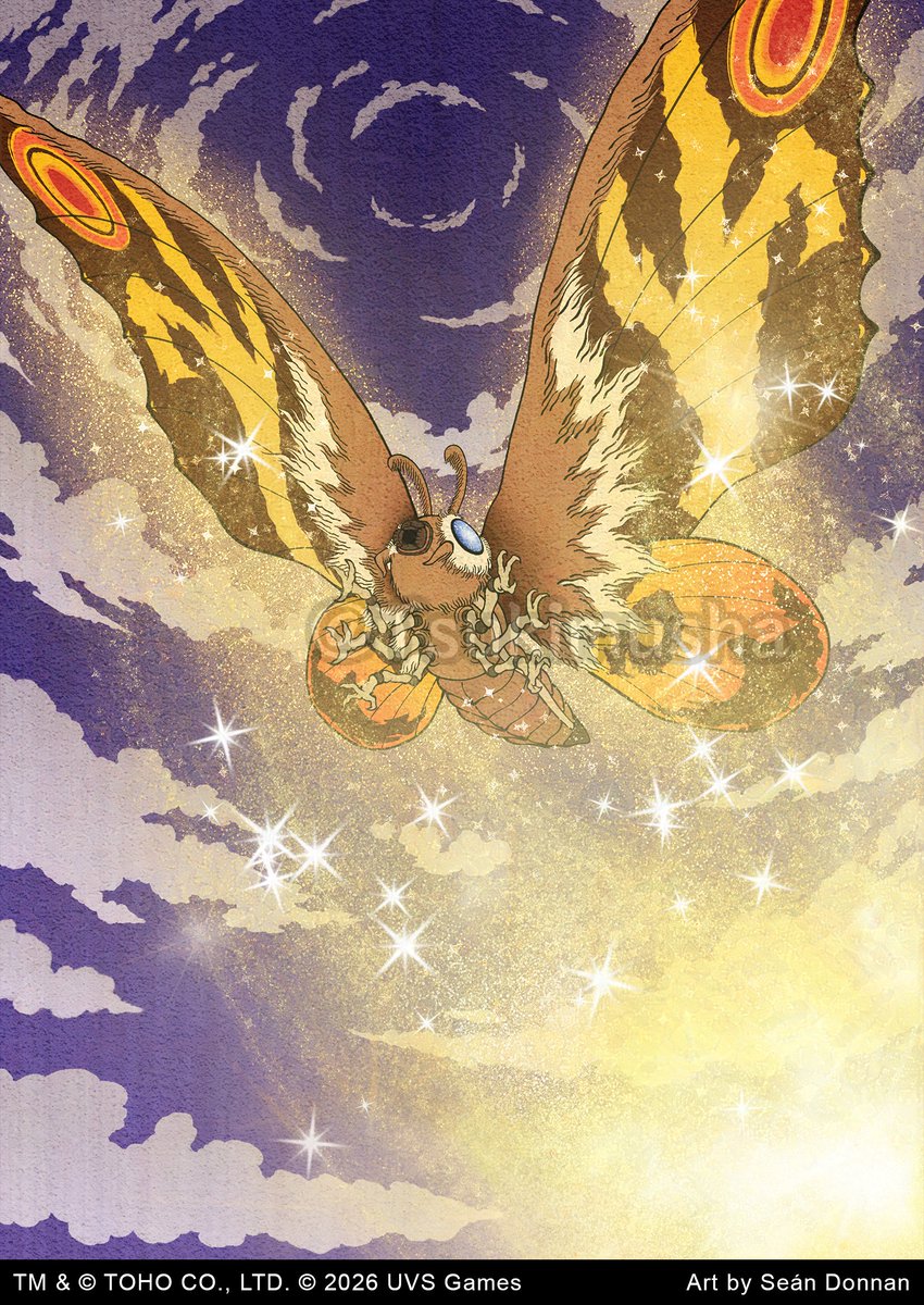 🦋 Mothra

It was really fun to have another go at painting Mothra - this time I depicted using her last resort technique of releasing "scales", a poisonous gold powder, from her wings - a technique she only uses if she knows she's going to die.

<a href="/UniVersusCCG/">UniVersus CCG</a> 
<a href="/Godzilla_Toho/">GODZILLA.OFFICIAL</a>
