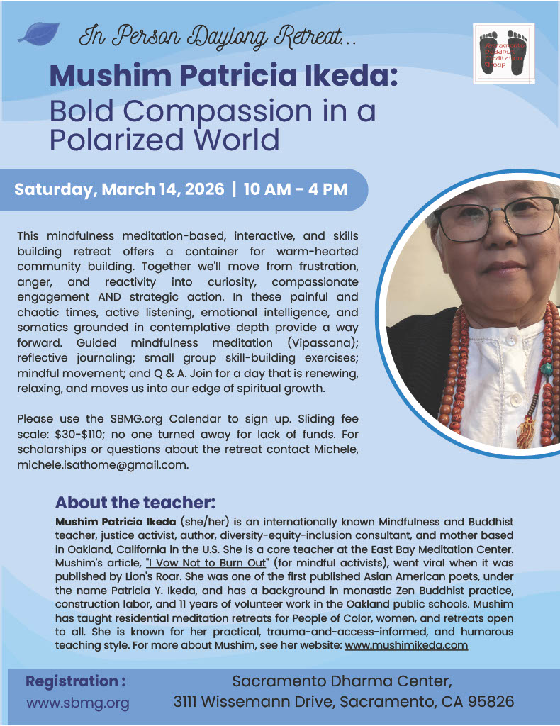 In Buddhist practice, compassion is wise, bold, and active. Please join me on March 14, 2026 for this special in person daylong retreat at <a href="/SacSBMG/">SacBuddhist Meditate</a> 
Info &amp; registration at sbmg.org/event/in-perso…