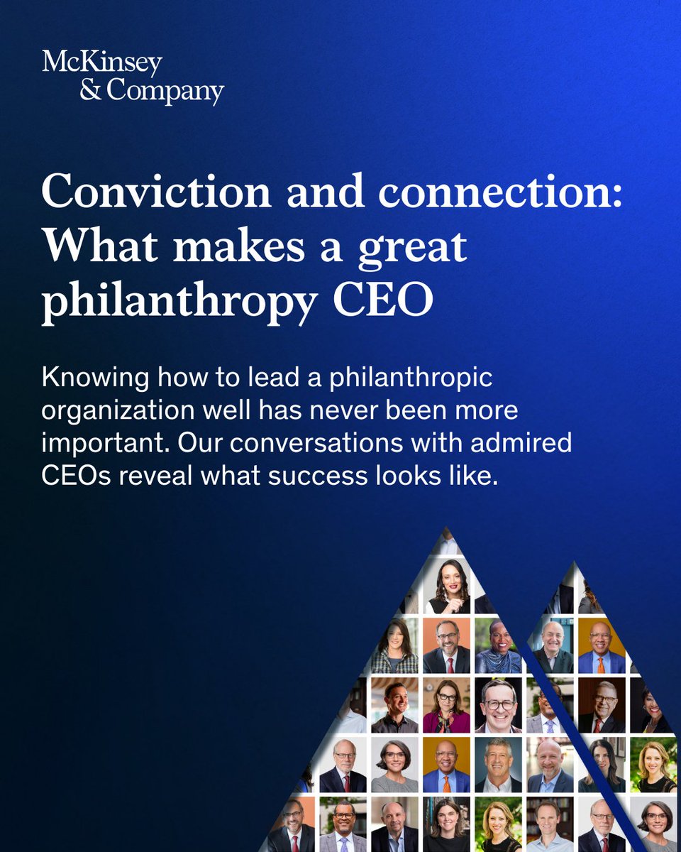 No earnings. No share price. So how does a philanthropy CEO know they’re succeeding?

We interviewed leading foundation leaders and found three skills that matter most: discernment, relational intelligence, and storytelling. Read more. mck.co/4cPd6vX