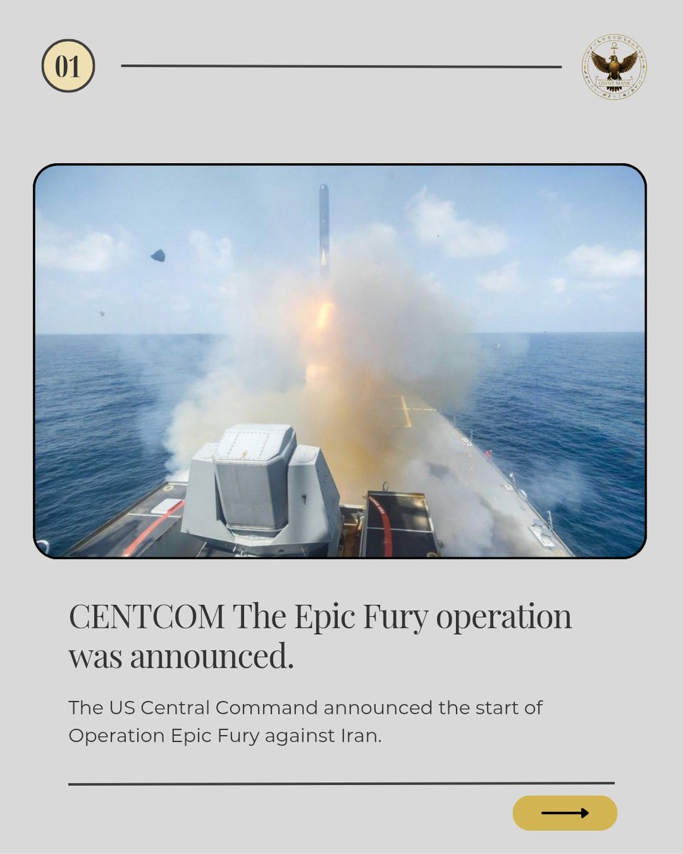 OSINT_MASR's tweet photo. #Threads🧵| 🔴 REPORT #2 | Operation Epic Fury is now official. CENTCOM has declared open operations against Iran. GCC states + Israel have intercepted ~400 missiles &amp; 500 drones from Iran's retaliatory response — and the barrage isn't over.

#EpicFury #OSINT #Iran https://t.co/nJ4bPKG2b4