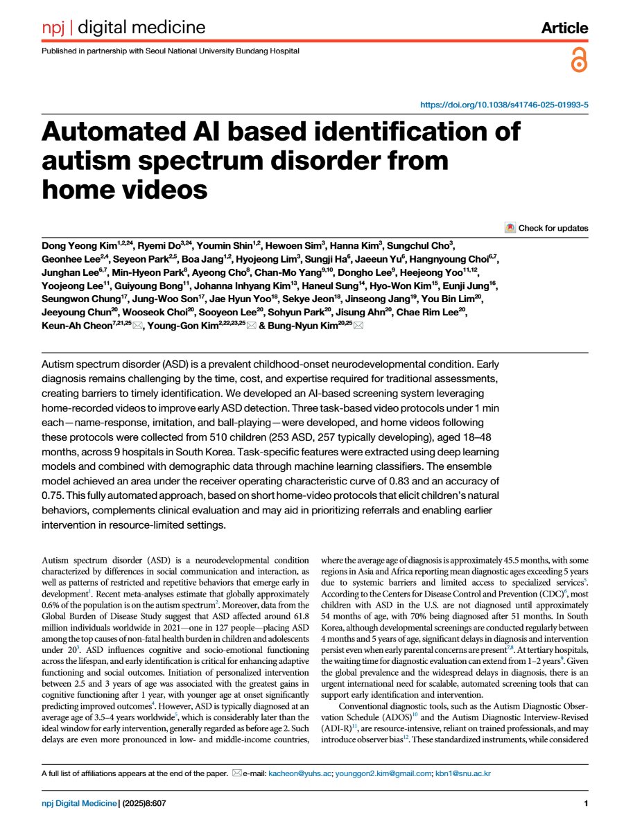 AutismHubIE's tweet photo. AI meets early autism identification. Emerging research suggests home-video analysis may facilitate faster, more accessible ASD screening — offering a possible glimpse into the future of autism assessment.

Read the full article here: https://t.co/X4zmLh7DPR

#ASD #AI #Diagnosis https://t.co/4fCpWXO1KD