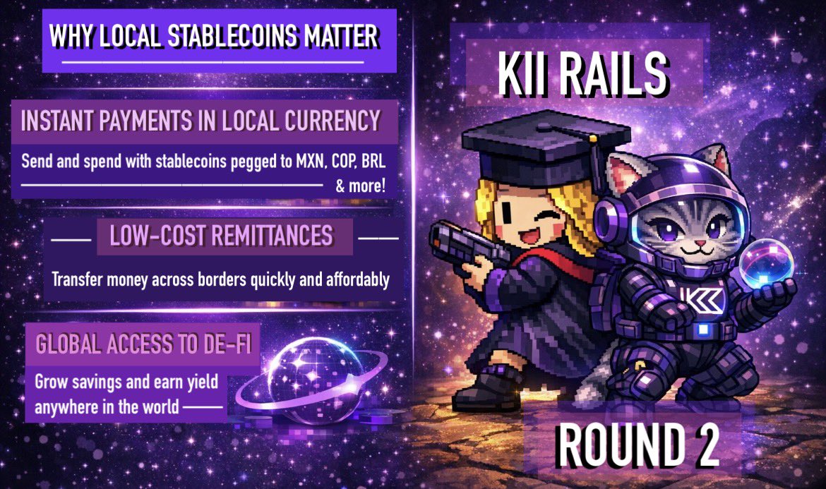 ✦ KII Rails – Round 2 
   ✦ Local Currency &amp;      <a href="/KiiChainio/">KiiChain</a> 
      ✦ Global Liquidity

      🟣                                                          🟣
              #LocalCurrencyLiquidity
         🟣                                                          🟣