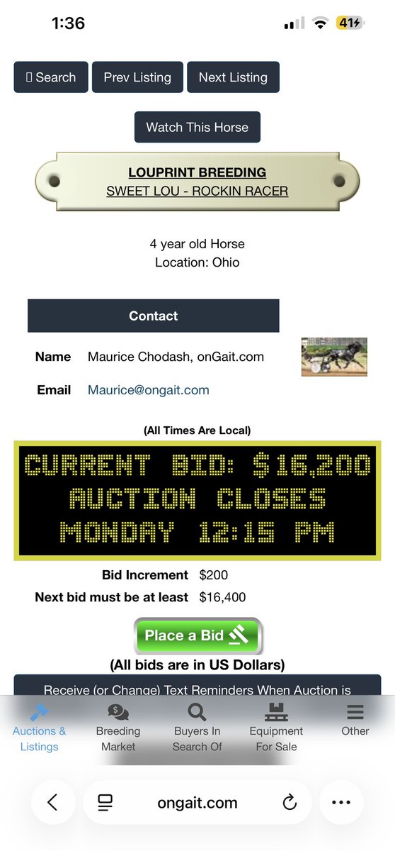 The current bid for a Louprint breeding sits at $16,200 — impressive considering this is his first year standing and we haven’t seen his first crop yet🔥