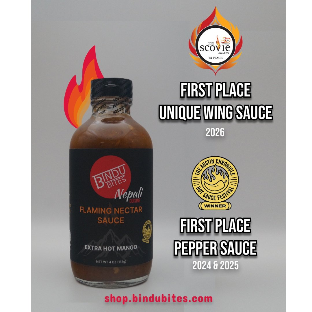 FieryFoodsShow's tweet photo. Bindu Bites Award-Winning Sauces bring you A Taste of the Himalayas, powered by home grown Nepali peppers and a delicious house-made spice blend. 

Visit them at Booth #127
 Follow on Instagram: @bindubites

#bindubites #2026fieryfoodsshow #spicy #hotsauce https://t.co/3WHLkED6gL