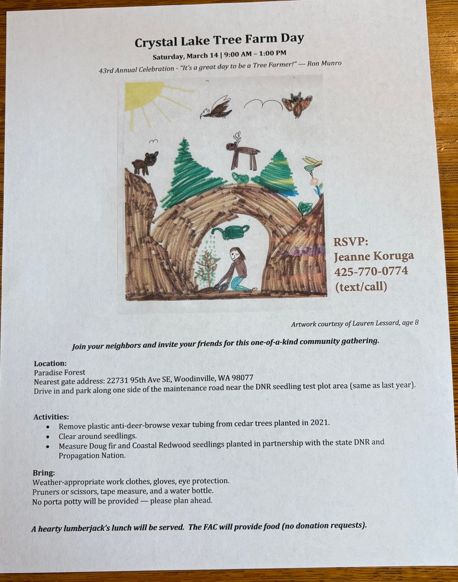 wafarmforestry's tweet photo. WFFA's Upper Puget Sound chapter is joining a work day at Crystal Lake Tree Farm. Lunch will be served. Bring your gloves and come on over! https://t.co/7ASgzgER9K https://t.co/akXRvbcCpY