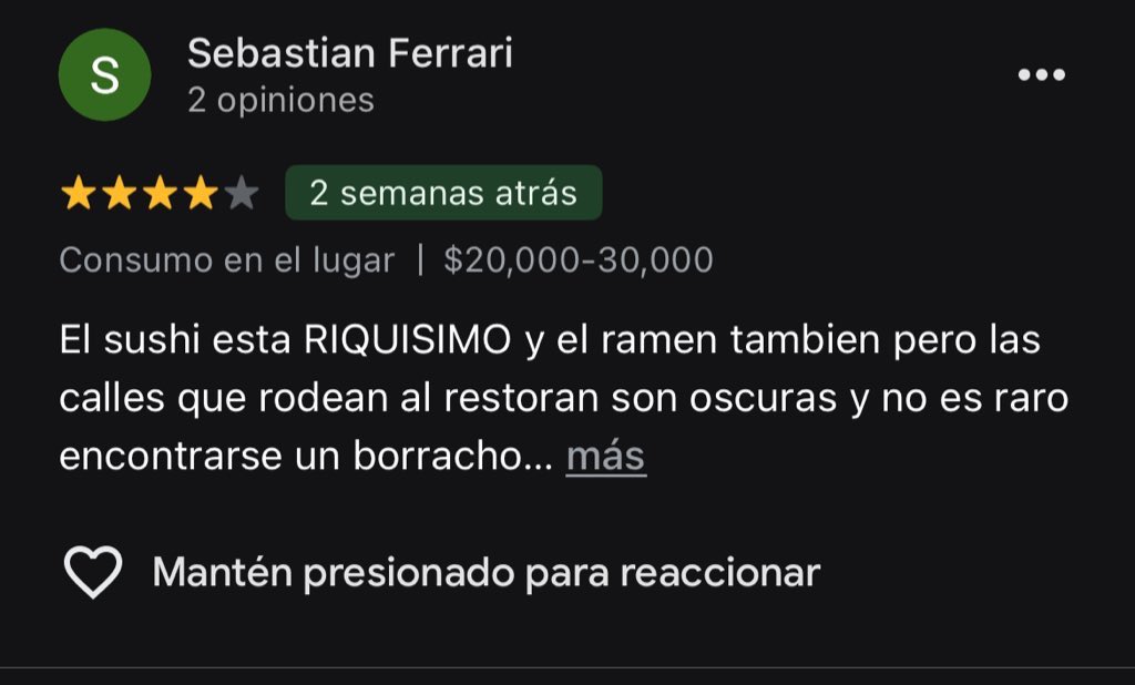 Entre a ver las reviews de mi lugar favorito de Sushi de Once jajajaja