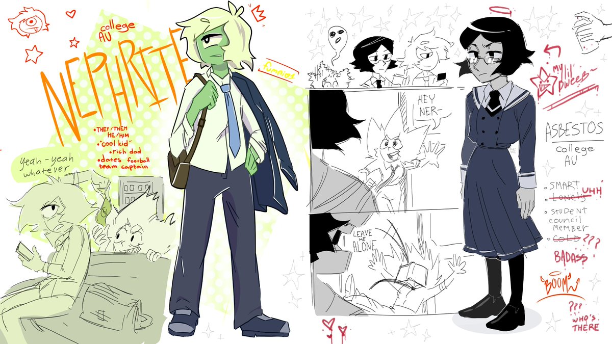 itzfumaio1's tweet photo. i collabed with @faked_e here are some college au refs of our fan chars (steven universe gem oc) https://t.co/yjaIy4cbT4
