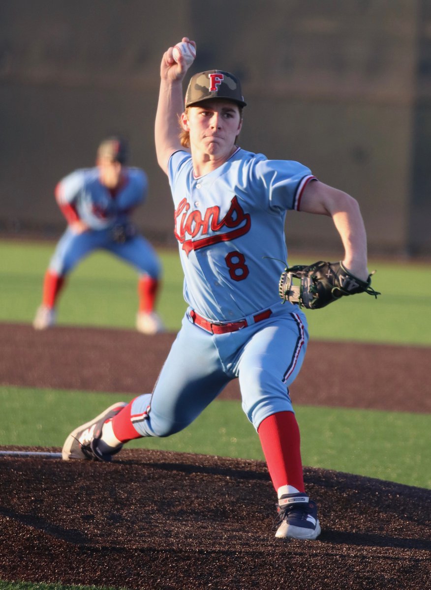 GFCSBSB's tweet photo. Behind SP Caleb Clendaniel's gem, the Lions defeated the HSAA Angels 2-0. Clendaniel threw a CG, 2-hit  shutout, striking out 4 with no walks. He notched his first win of the season. In 19 innings pitched, he has K'd 17 and walked only 4; hitters are averaging .219. @GoFaithLions https://t.co/bHtTv1Myb9