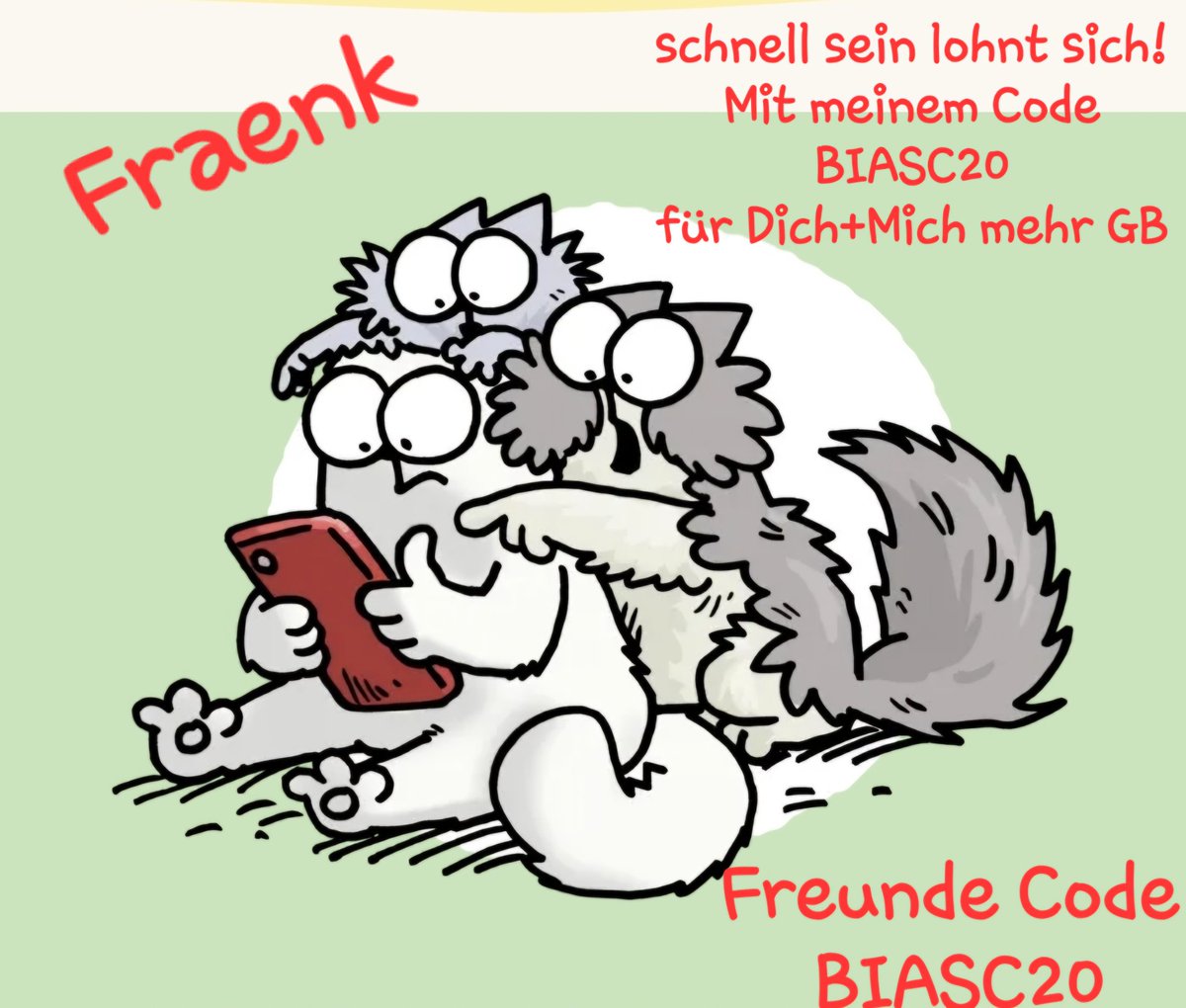 DanielaEndert's tweet photo. #fraenkforfriends 
Jetzt zum besten D1 Anbieter wechseln und viele GB mit dem Freunde Code BIASC20 abgreifen https://t.co/b4rg2enQ3h