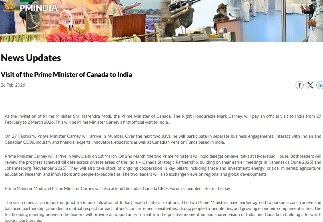 So, just to be clear, Carney will have been in India three whole days before getting a meeting with Narendra Modi on Monday?