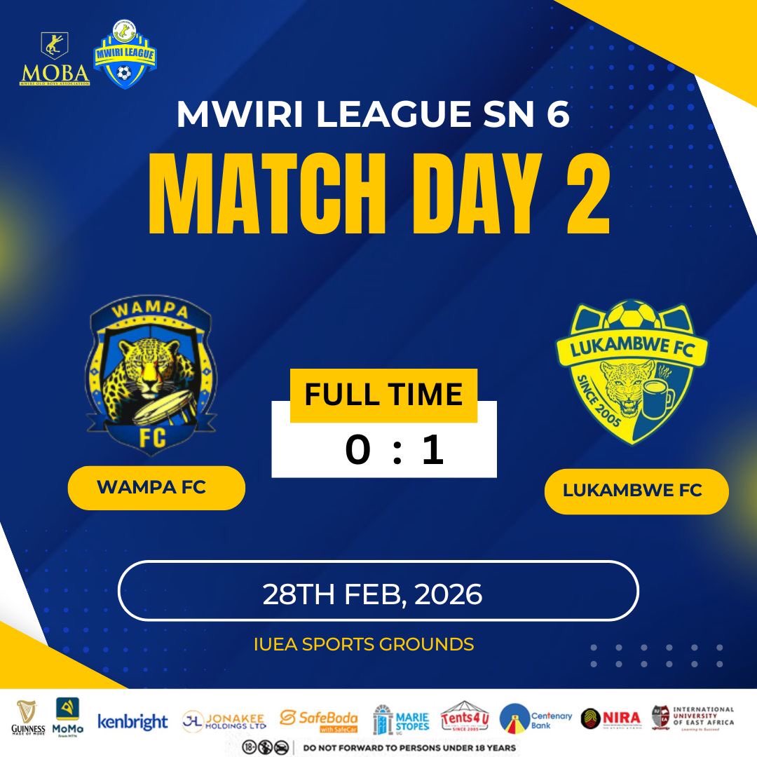 It’s a bad day at the office for Wampa as they fall to a disciplined Lukambwe FC side. 

Lukambwe fc is proving to be a serious problem for anyone they face today, while Wampa will be looking to put this result behind them as quickly as possible.

#ML6 #Mwirileague #MLUpdates