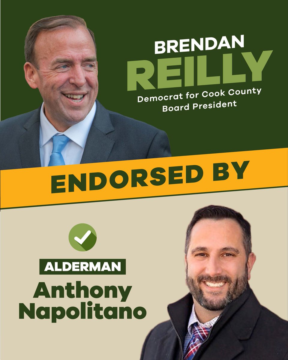 AldReilly's tweet photo. I’m grateful to my colleague Alderman Napolitano for his support of my campaign to bring real change to Cook County government. 

Alderman Napolitano:
“We need leaders at all levels of government who support law enforcement and will work to make our streets safer & I know that Brendan Reilly will meet that commitment.”