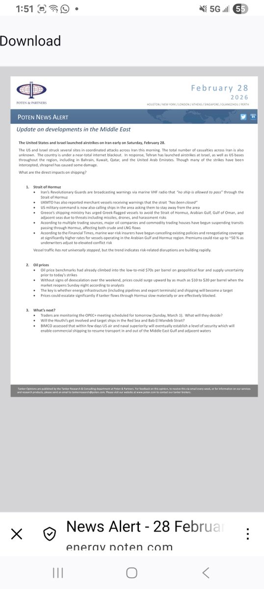 freightboy1's tweet image. #tanker mkt alert from #Poten