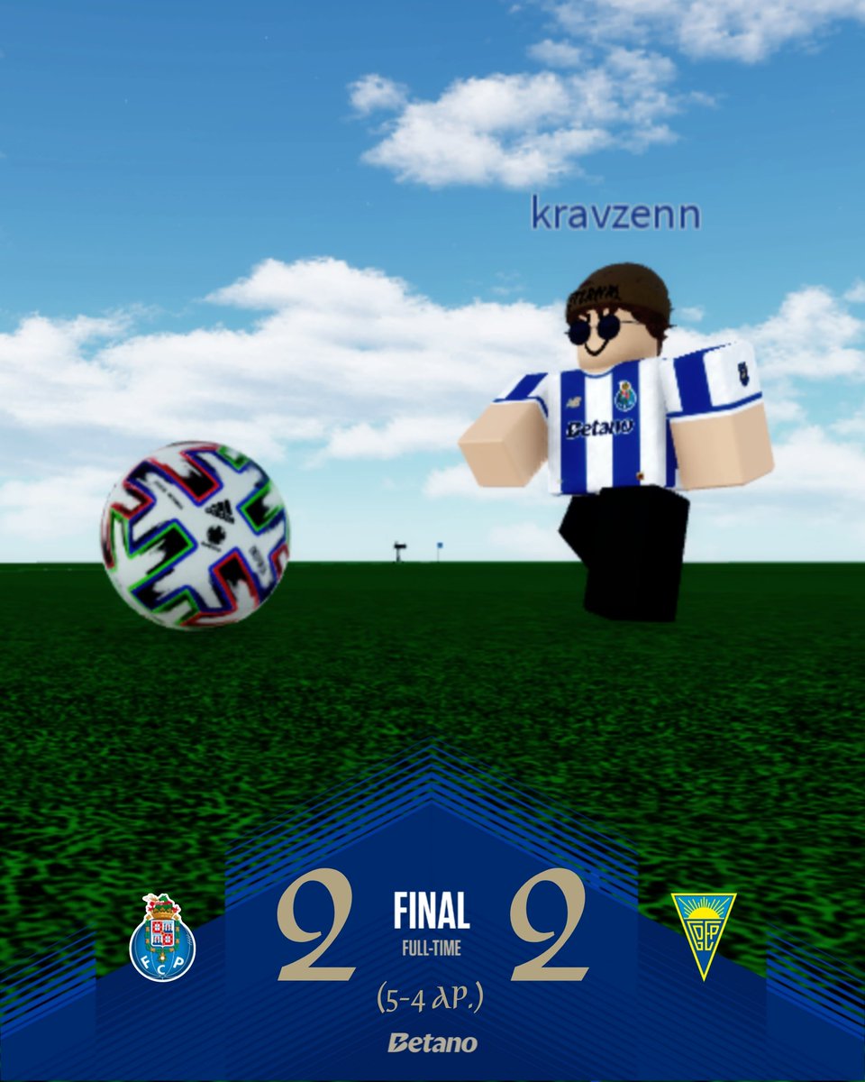 FCPortoMPS's tweet photo. ⏱ FINAL DE JOGOO! A TAÇA É NOSSA!!
🔵⚪ FC Porto 2-2 GD Estoril Praia (5-4 ap.)

#FCPGDEP #ROBLOX https://t.co/sBv2kwXKwf