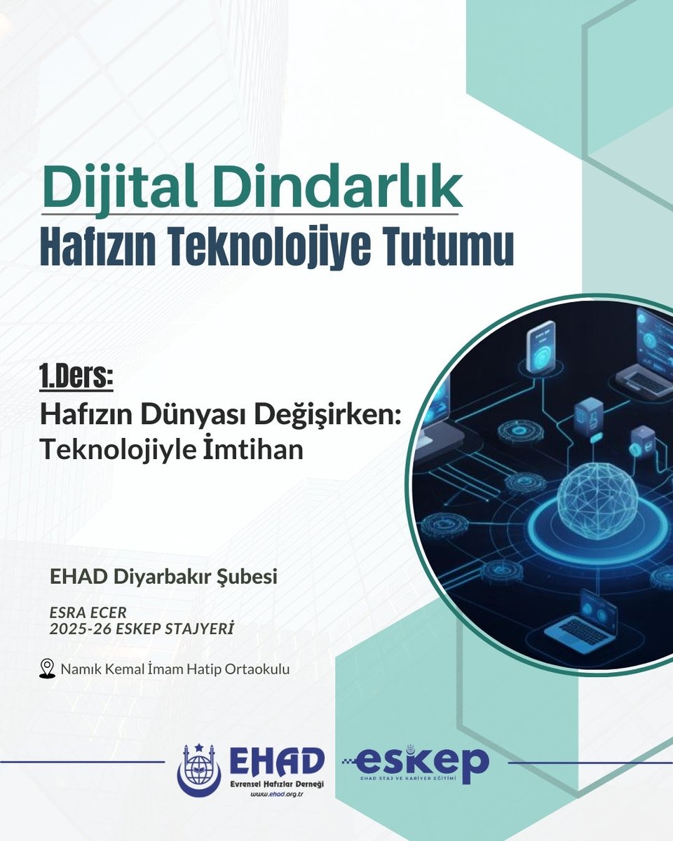 ehadgm_kadinlar's tweet photo. 📢 ESKEP ile Dijital Dindarlık Hafızın Teknolojiye Tutumu !
📚EHAD Staj ve Kariyer Eğitimi (ESKEP) kapsamında düzenlenen serimizin ilk dersinde “Hafızın Dünyası Değişirken: Teknoloji ile İmtihan” konusunu ele aldık.
#KuranaHizmetŞereftir #EHAD #ESKEP #Hafızlık #KuranMuhafızları https://t.co/ltWyNtKaG5