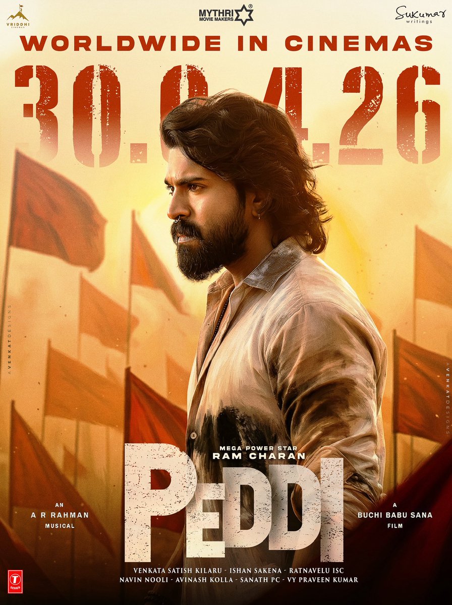 avenkattweets's tweet photo. PEDDI 🔥@AlwaysRamCharan 
30.04.26
#RamCharan #BuchiBabuSana @PeddiMovieOffl @BuchiBabuSana @vriddhicinemas @arrahman #Peddi #PeddiOnApril30th #PeddiSecondSingle https://t.co/djB1LZfDOZ