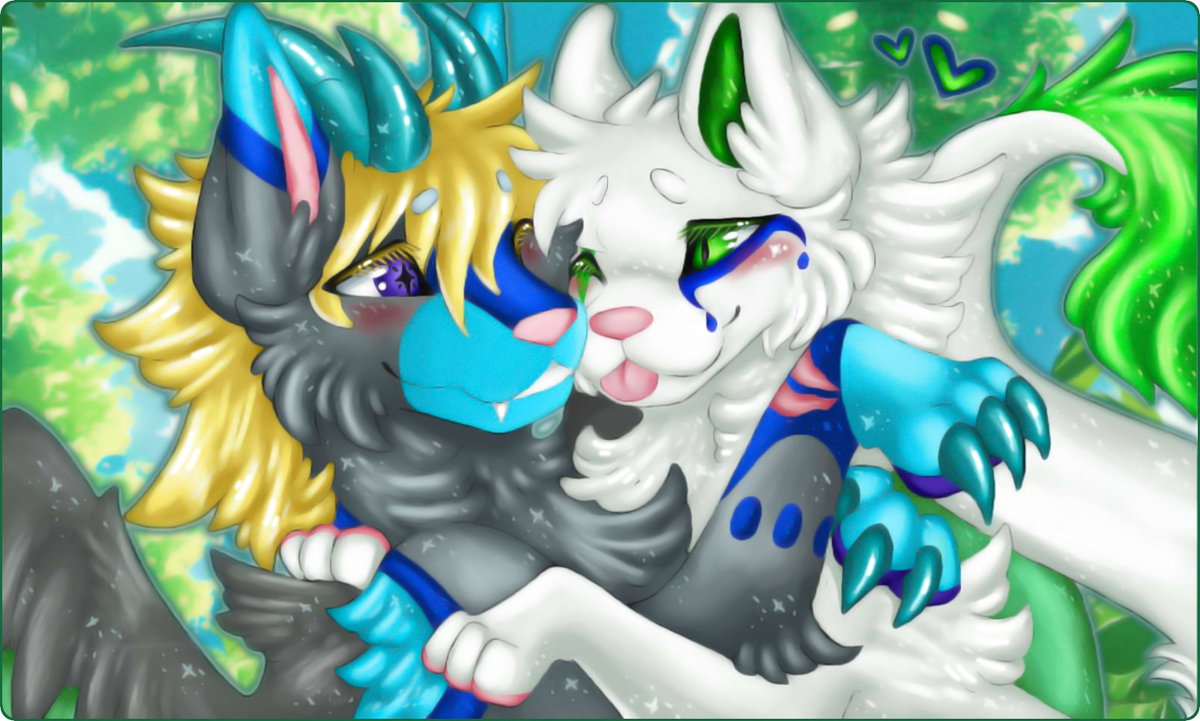 ✨😊 happy /early/ hatching day to one of my preciouses, @/RoxyWolflover (with the inevitable inclusion of @/rainbow_ashford's character too, ofc - one without the other would just be sacrilege hehe xD <3)!!
i hope chu guys have the best day celebratinggg 💙💚🫶💙💚
ilysvm~~ 🫂🤍