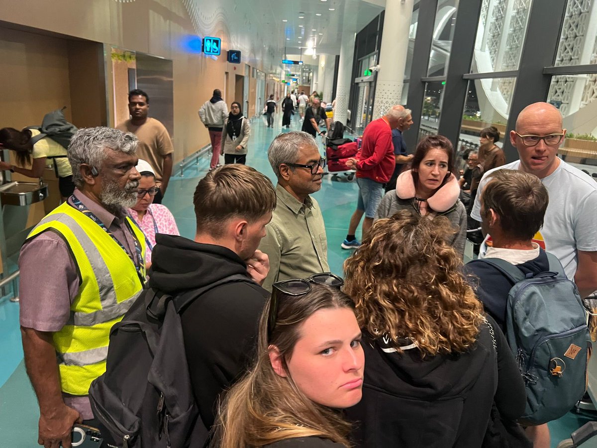 Minister <a href="/Thoriqibrahim/">Thoriq Ibrahim</a> visits Velana International and was briefed on the arrangements and preparations to facilitate passengers affected by the flight disruptions. 

The Ministry is closely monitoring the situation in Middle East, and working with all industry partners to