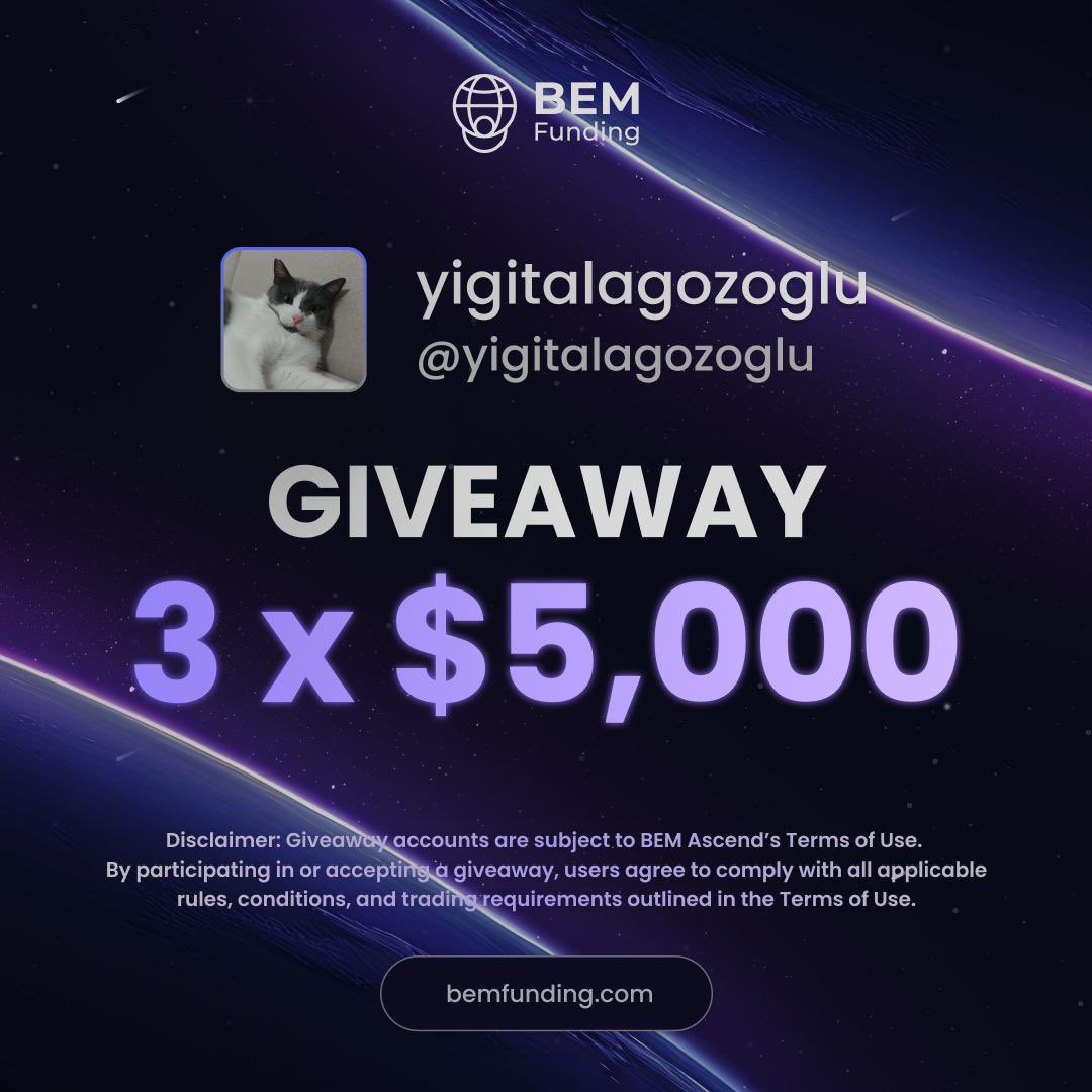 BEM FUNDING 3 x $5,000 GIVEAWAY

1. Follow <a href="/BemFunding/">BEM Funding</a> &amp; <a href="/yigitalagozoglu/">yigitalagozoglu</a> 

2. Like and retweet this post

3. Tag 2 friends  
 
Winners will be announced in 72 hours.