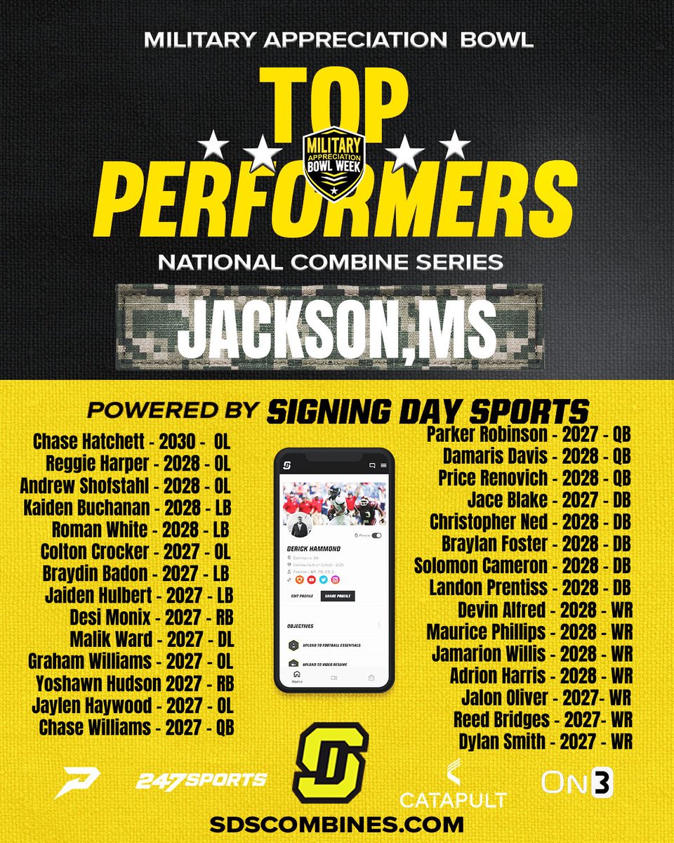 SDSports's tweet photo. Shout out to @ChrisNed27 , he was also one of the top performers at the Mississippi camp last week. 🫡. @USArmyBowl https://t.co/2OuRb8PdHy
