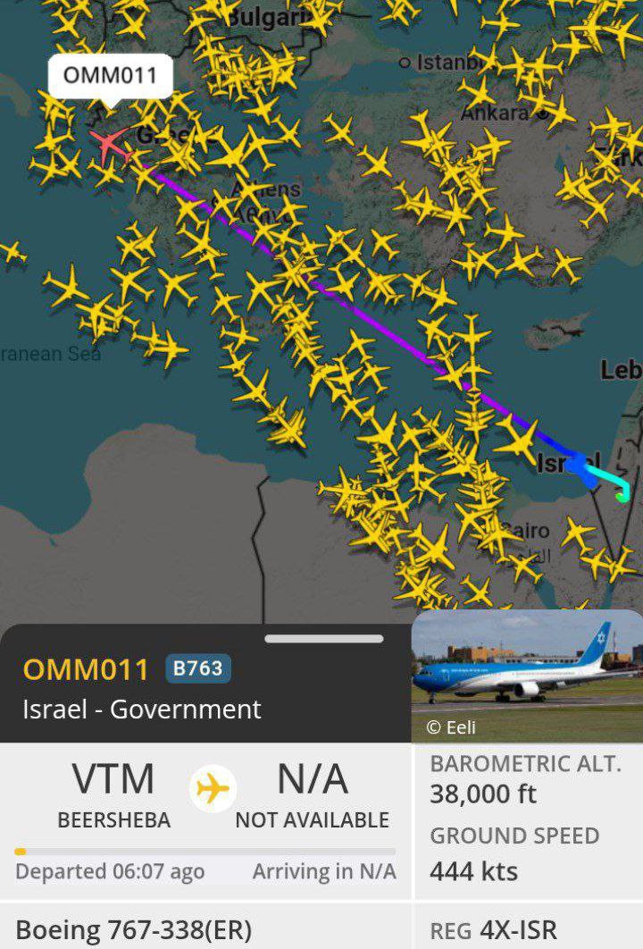 An Israel government has left Israel and landed possibly in Italy 

#Iran #Tehran #Israel #WorldWar3