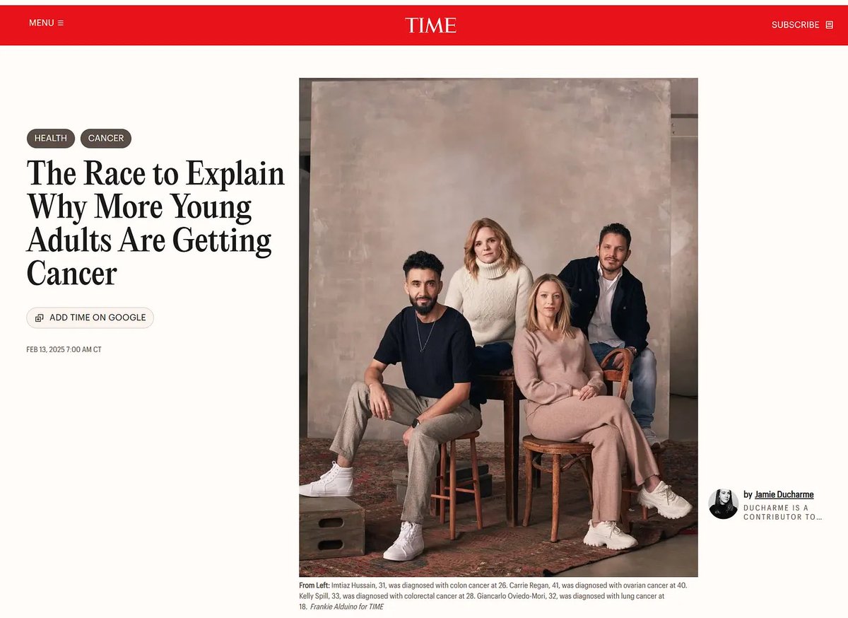 𝐓𝐮𝐫𝐛𝐨 𝐂𝐚𝐧𝐜𝐞𝐫 𝐌𝐚𝐤𝐞𝐬 𝐂𝐨𝐯𝐞𝐫 𝐨𝐟 𝐓𝐢𝐦𝐞 𝐌𝐚𝐠𝐚𝐳𝐢𝐧𝐞

The TIME magazine article “The Race to Explain Why More Young Adults Are Getting Cancer” (February 2025) covers an alarming and undeniable trend—soaring rates of cancer among people under 50. It surveys