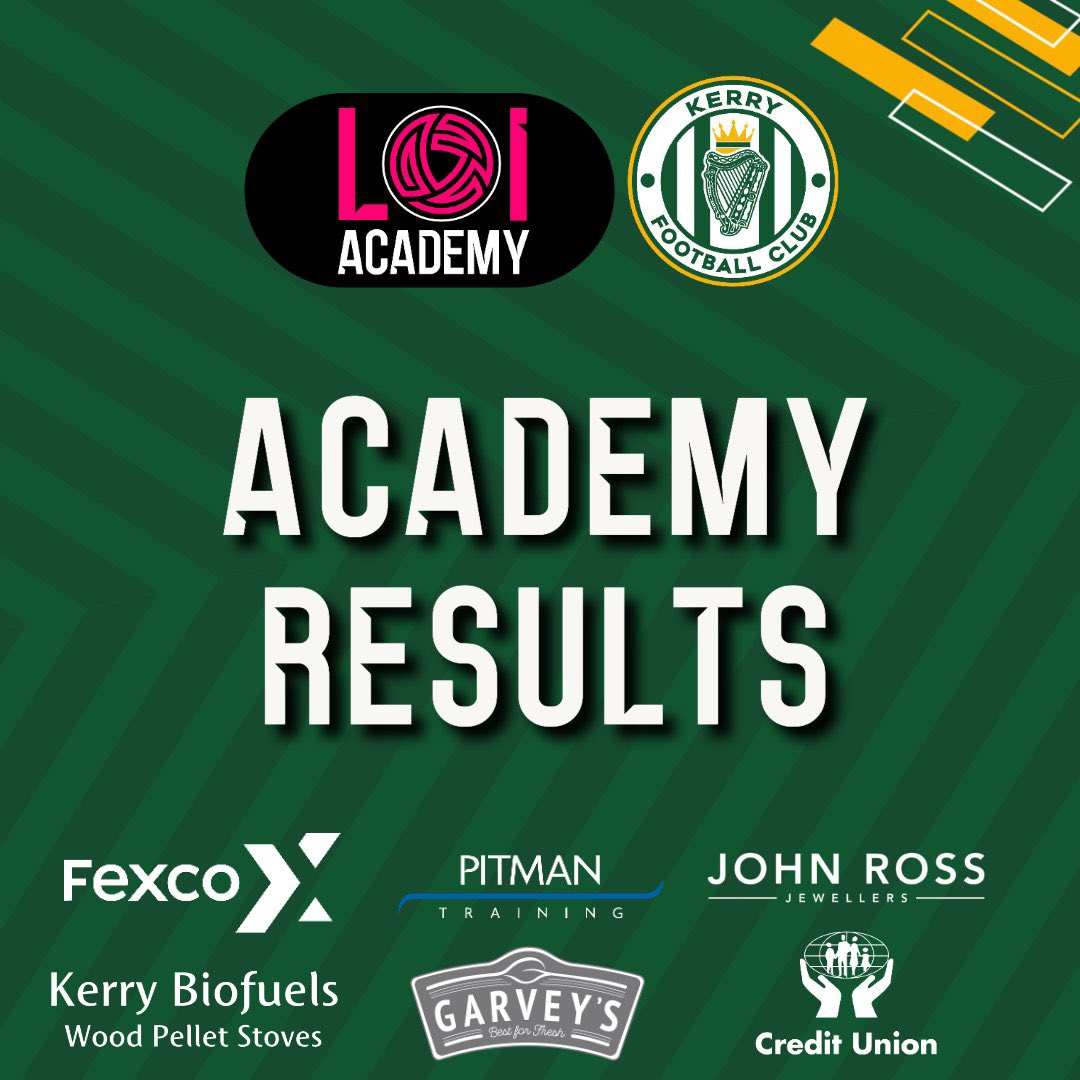 kerryfcacademy's tweet photo. Saturday Academy Results

MU15

Kerry FC 4-0 Limerick FC

⚽️ Eric Corcoran Hat trick, Nathan Anthony x1

WU17

Kerry FC 1-4 Treaty Utd.

⚽️ Isabelle Lyons

#WeAreKerryFC https://t.co/K59oYSG8iD