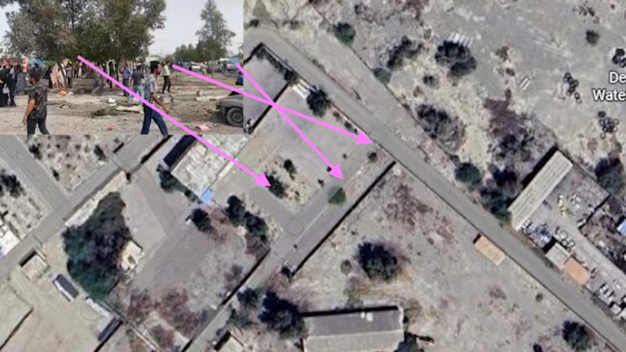 kevinshakir's tweet photo. DR verificerer har efterprøvet indholdet i to videoer, som skulle vise et angreb på en pigeskole i Iran. 

Satellitbilleder fra Google viser en bygning og omgivelser, der stemmer overens med det, der fremgår i videoerne. Bygningen ligger ifølge Google Maps i Minab-provinsen, og foran bygningen kan man se en asfalteret sportsbane. Se videoerne og flere billeder, som det jeg deler i postet her i artiklen: https://t.co/yt67ZZOUBu