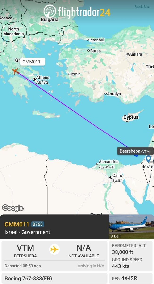 IR_News2's tweet photo. Netanyahu's plane, which had escaped from the occupied territories a few hours ago, has arrived in Europe https://t.co/rK8aqC2j2I