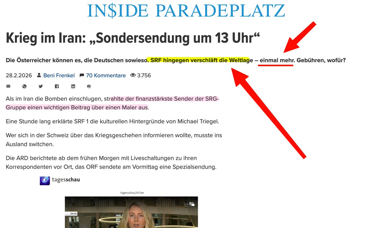 Gods no?
Einfach unglaublich, was sich <a href="/SRF/">SRF</a> <a href="/srfnews/">SRF News</a> <a href="/SRGSSR/">SRG SSR</a> zum wiederholten Mal leistet!

‼️➡️Halbierungsinitiative JA
(als ersten Schritt, anschliessend #zeroSerafe)
insideparadeplatz.ch/2026/02/28/kri…