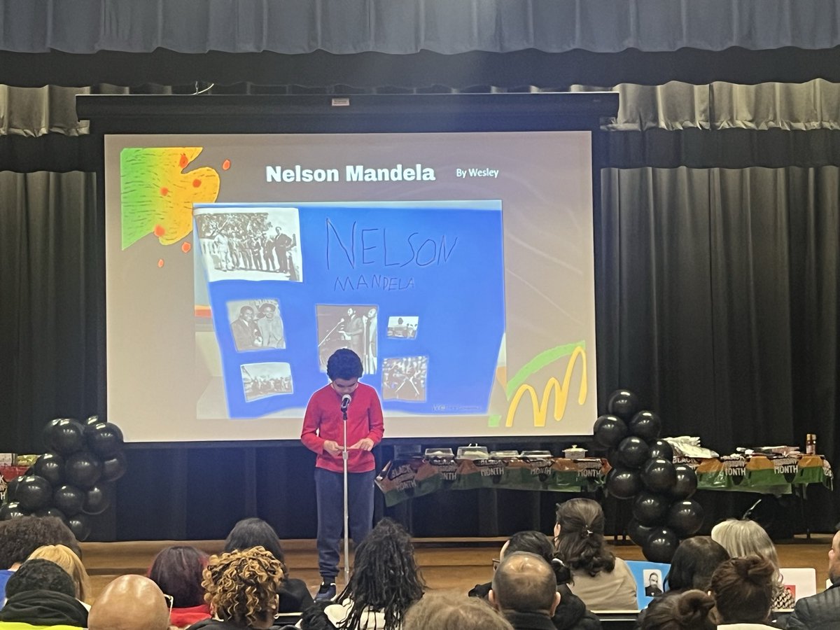 AnaBudds's tweet photo. Ms Dennis and Mrs Magnotta classes celebrate Black History Month by presenting their projects to families and enjoying traditional African American foods! #oakside #peekskillpride https://t.co/qqf8Rc0dPv