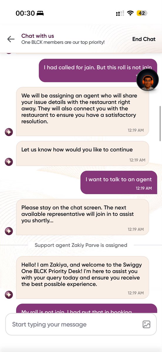 Milrath6's tweet photo. @Swiggy I am facing so many issues with your deliveries and your agents but this was my last straw. You just lost a black member. @zomato You guys are so much better. Please check attached images about my issue. Jain is just not recognised. https://t.co/fPbidjYa8a
