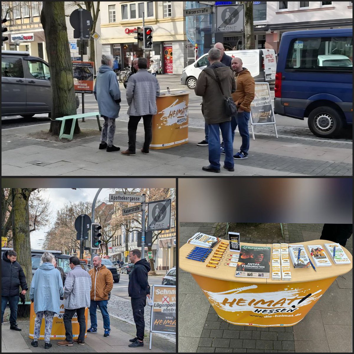 heimat_de's tweet image. Der heutige Stand unserer Infostand-Tour fand in der Wetterauer Kreisstadt Friedberg statt. Unterstützt wurden die Kandidaten der HEIMAT Wetterau durch den Parteivorsitzenden und Kommunalpolitiker der HEIMAT, Peter Schreiber. 

#Hessen #Wahlkampf #DieHeimat