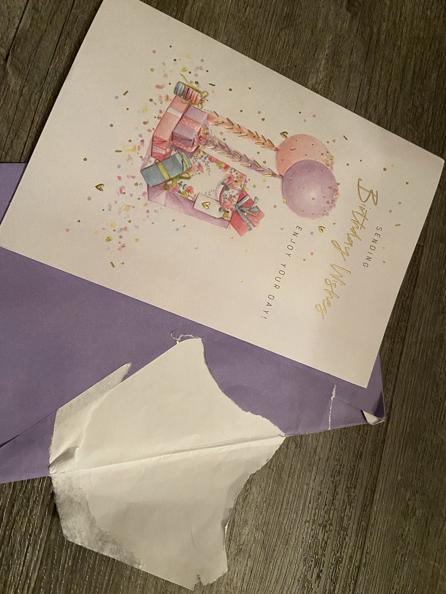 deboling's tweet photo. @RoyalMail just wanted to say thanks for finally delivering a Birthday Card which was sent to me in early November last year.  Unfortunately it was delivered with a damaged envelope. https://t.co/8bipZVxYmK