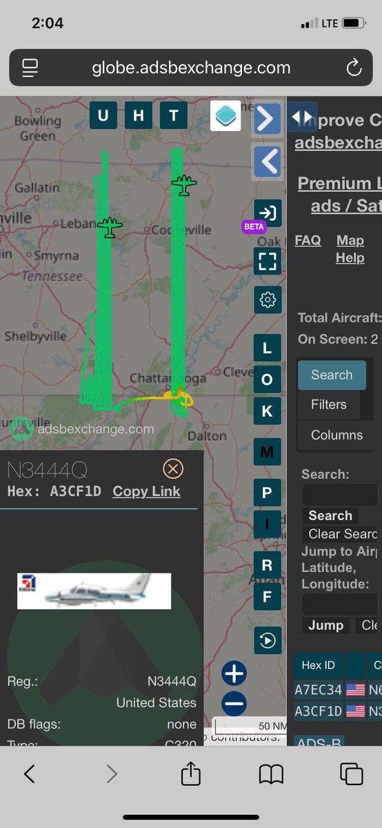 NCAirspace's tweet photo. These 2 Cessna 310's are making 100 mile long survey lines over Cookeville, Tennessee this afternoon!

https://t.co/htScEEEI5d

N6098X
N3444Q https://t.co/7uR3U9wSSh